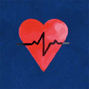 an illustration of a heart with an EKG Line superimposed over it