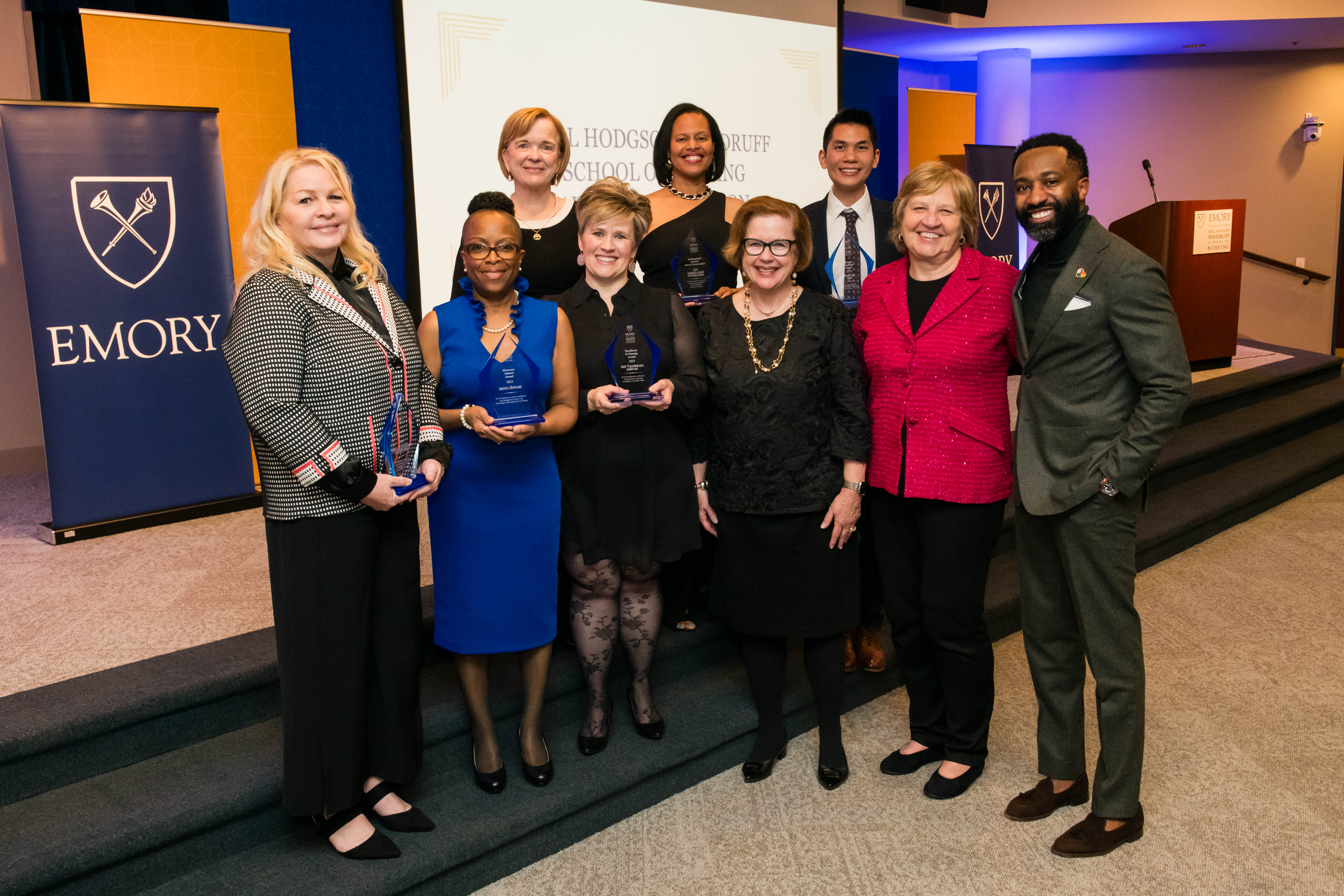 Faculty and staff at awards dinner