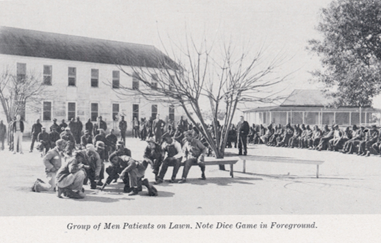 bygone era: patients on the lawn of the alabama insane Hospital in tuscaloosa.